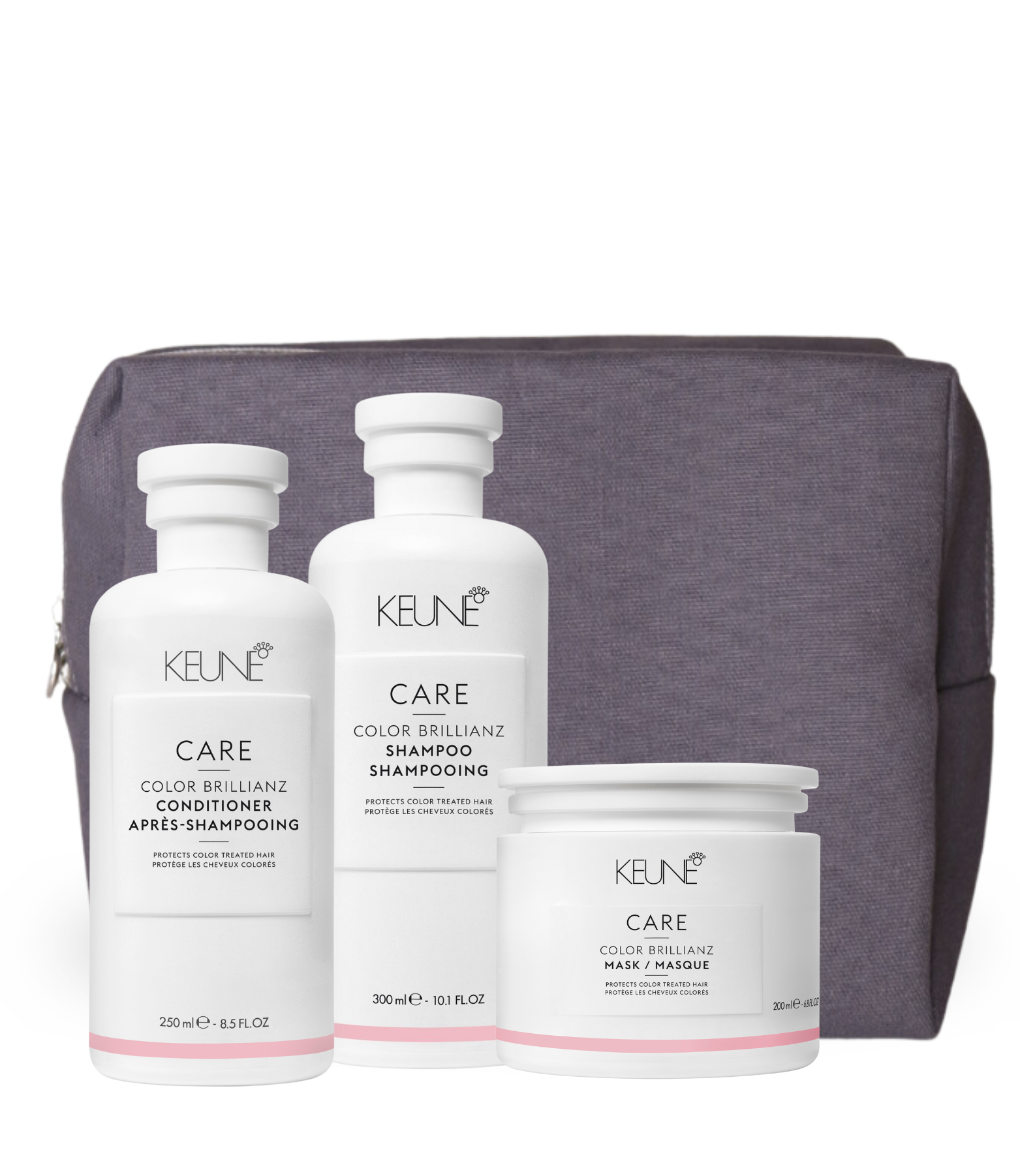 Keune Color Brillianz Set mit Shampoo, Conditioner, und Maske für lebendige Haarfarbe